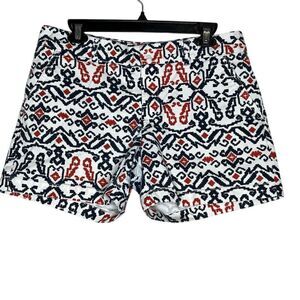 Tommy Hilfiger Chino Shorts Tribal Print Front‎ Slit Pockets Belt Loops Size 8